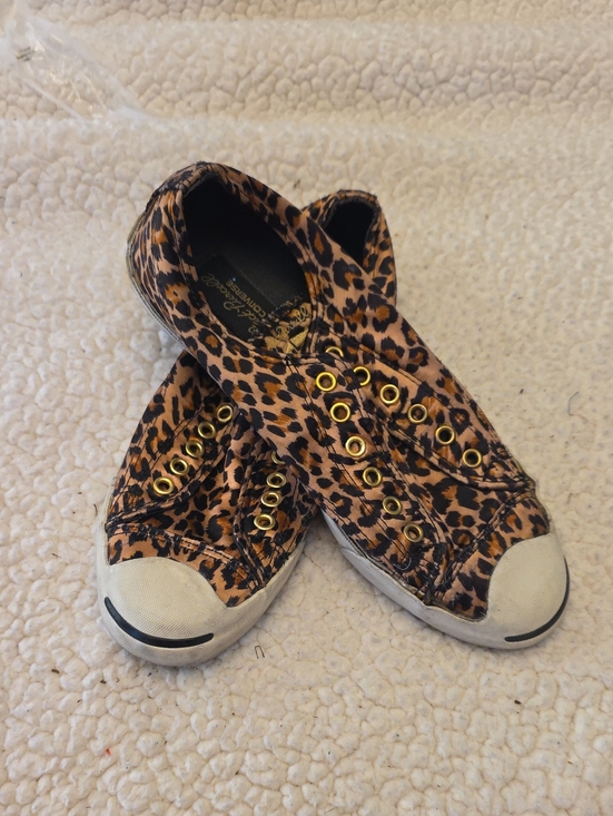 Converse Shoes - Converse Womens Leopard Print Sneakers with Gold Eyelets